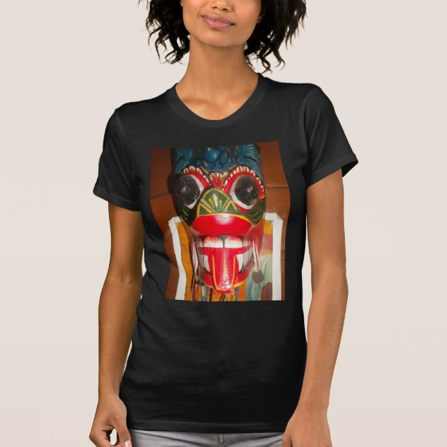 Camiseta Hermoso arte tradicional cingalés de máscara de fu (Anverso)