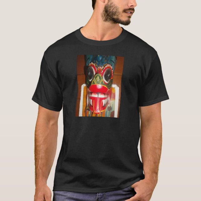 Camiseta Hermoso arte tradicional cingalés de máscara de fu (Anverso)