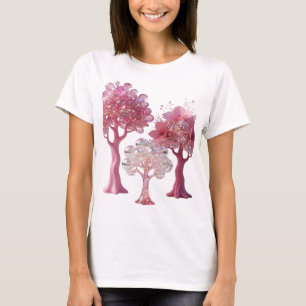 Camiseta Hermoso Arte Usable de Árboles de DIAMANTE ROSA de