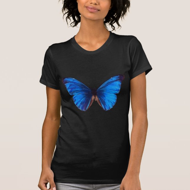 Camiseta Hermoso arte vintage de mariposa monárquica azul (Anverso)