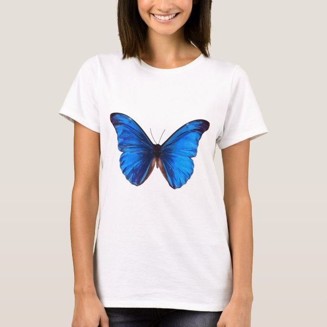 Camiseta Hermoso arte vintage de mariposa monárquica azul (Anverso)