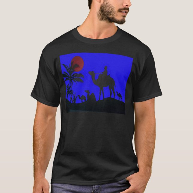Camiseta Hermoso asombroso Camello Sunset Safari Art Print (Anverso)