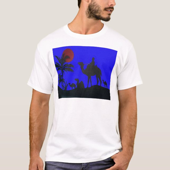 Camiseta Hermoso asombroso Camello Sunset Safari Art Print (Anverso)