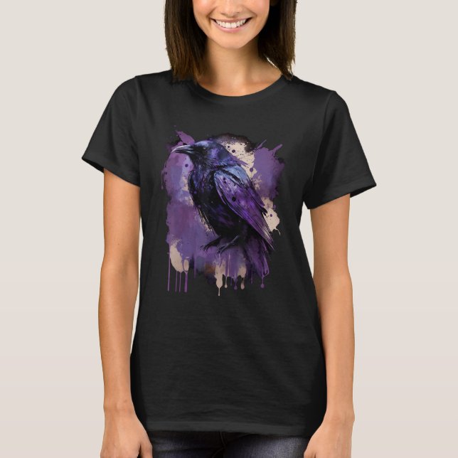 Camiseta Hermoso Black Crow Raven Bird Purple Stain Men W (Anverso)