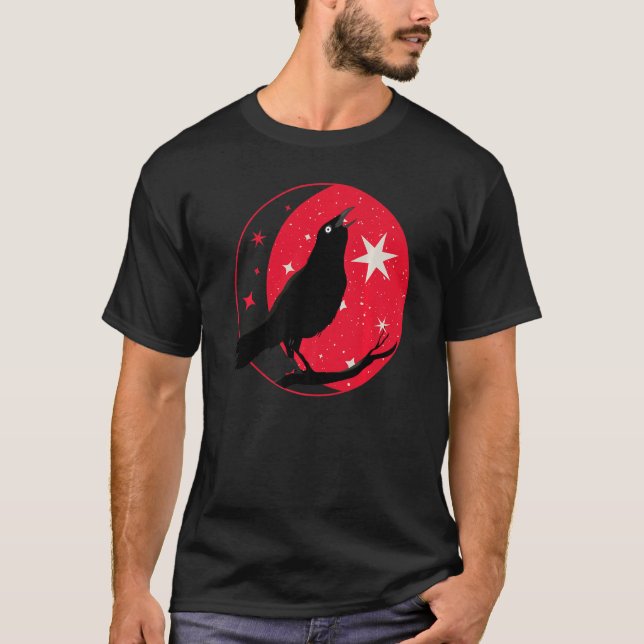 Camiseta Hermoso Black Crow Raven Bird Watch Birhou Silhou (Anverso)