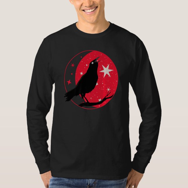 Camiseta Hermoso Black Crow Raven Bird Watch Birhou Silhou (Anverso)