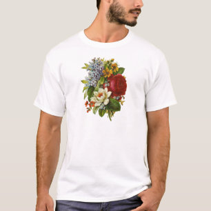 Camiseta Hermoso Bouquet Romántico de Verano con Rosa Roja