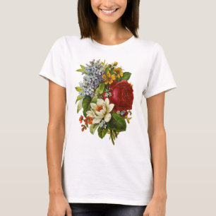 Camiseta Hermoso Bouquet Romántico de Verano con Rosa Roja
