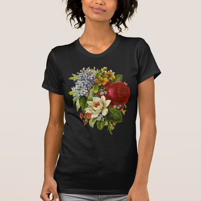 Camiseta Hermoso Bouquet Romántico de Verano con Rosa Roja (Anverso)