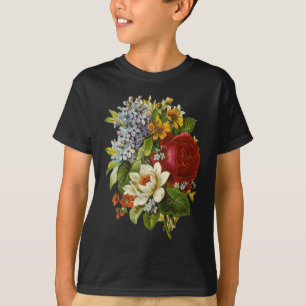 Camiseta Hermoso Bouquet Romántico de Verano con Rosa Roja