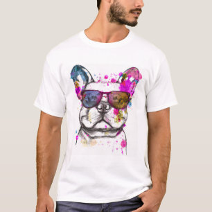 Camiseta Hermoso Bulldog francés acuarela