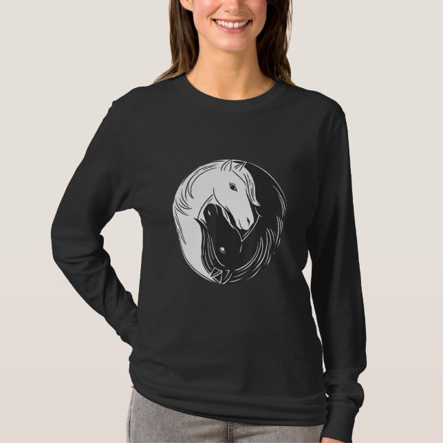 Camiseta Hermoso caballo montando a caballo en Ying Yang (Anverso)
