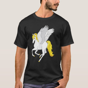 Camiseta Hermoso Caballo Volador Pegasus Blanco Amarillo