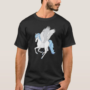 Camiseta Hermoso Caballo Volador Pegasus Blanco Azul