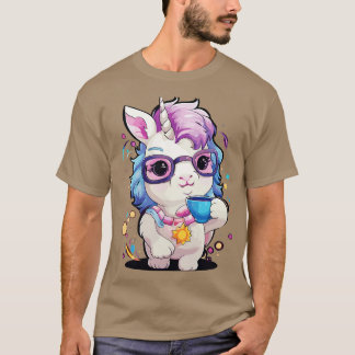 Camiseta Hermoso café unicornio gordo