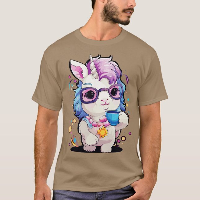 Camiseta Hermoso café unicornio gordo (Anverso)