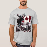 Hermoso Canadá. Bandera canadiense. Alce canadiens