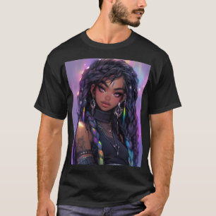 Camiseta Hermoso Chica De Anime De Cabello Con Barrido