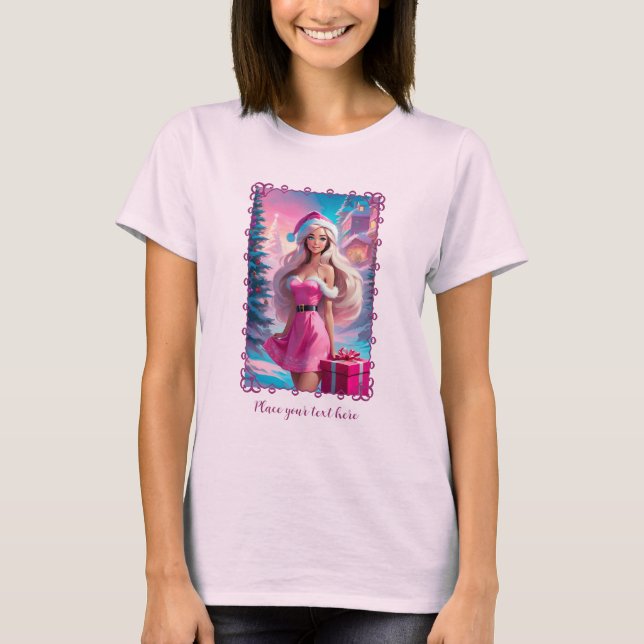 Camiseta Hermoso Chica de Navidades rosados 01 (Anverso)