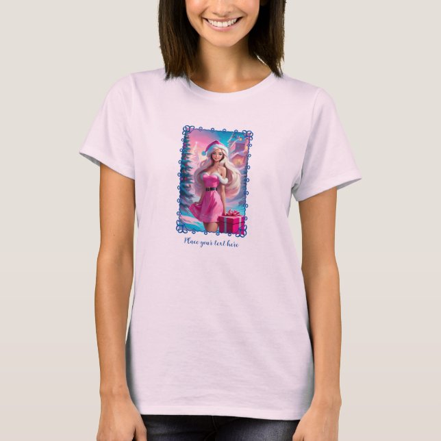 Camiseta Hermoso Chica de Navidades rosados 01 (Anverso)