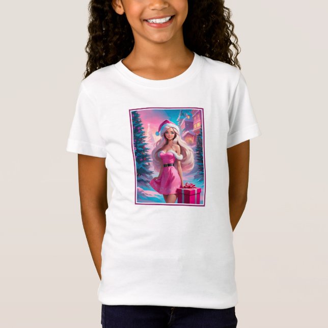 Camiseta Hermoso Chica de Navidades rosados 01 (Anverso)