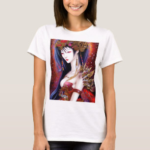 Camiseta Hermoso Chica japonés Gótico Fantasía Triptych