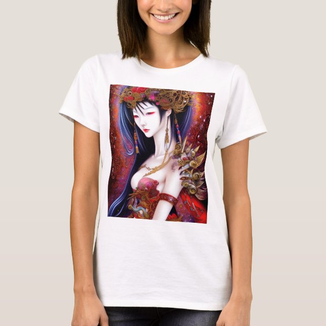 Camiseta Hermoso Chica japonés Gótico Fantasía Triptych (Anverso)