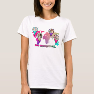 Camiseta Hermoso Collage de fotos del Mapa Mundial Multicol