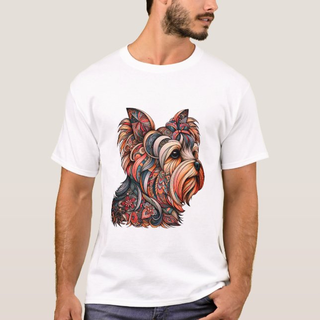 Camiseta Hermoso colorido Yorkshire Terrier (Anverso)