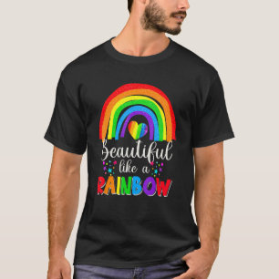Camiseta Hermoso Como Un Arcoiris Corazón Arcoiris Orgullos
