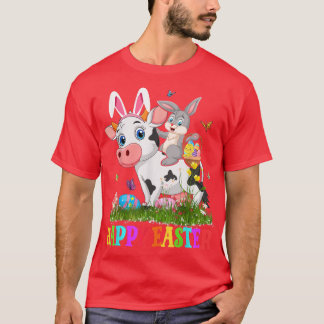 Camiseta Hermoso conejo en bicicleta de vaca Huevo de Pascu