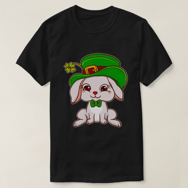 Camiseta Hermoso conejo irlandés vestido para el Día de San (Diseño del anverso)