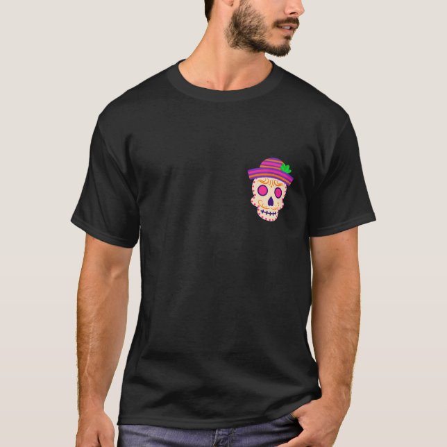Camiseta Hermoso cráneo con el Día de los Muertos (Anverso)