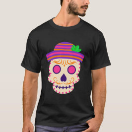 Camiseta Hermoso cráneo con el Día de los Muertos