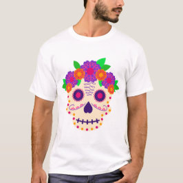 Camiseta Hermoso cráneo con flores Día de los Muertos
