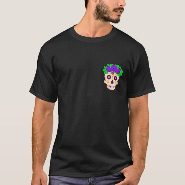 Camiseta Hermoso cráneo con flores Día de los Muertos (Anverso)