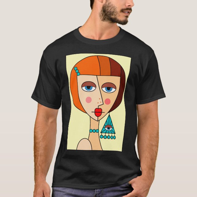 Camiseta Hermoso cubismo de mujeres pelirrojas (Anverso)