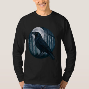Camiseta Hermoso cuervo negro en el bosque espantado Ave já