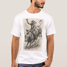 Camiseta Hermoso dibujo de Cowboy montando un toro