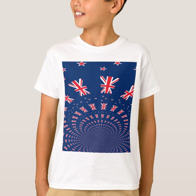 Camiseta Hermoso diseño de arte con bandera de Nueva Zeland (Anverso)