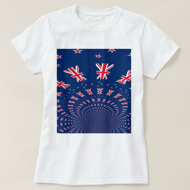 Camiseta Hermoso diseño de arte con bandera de Nueva Zeland (Diseño del anverso)