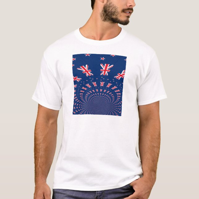 Camiseta Hermoso diseño de arte con bandera de Nueva Zeland (Anverso)