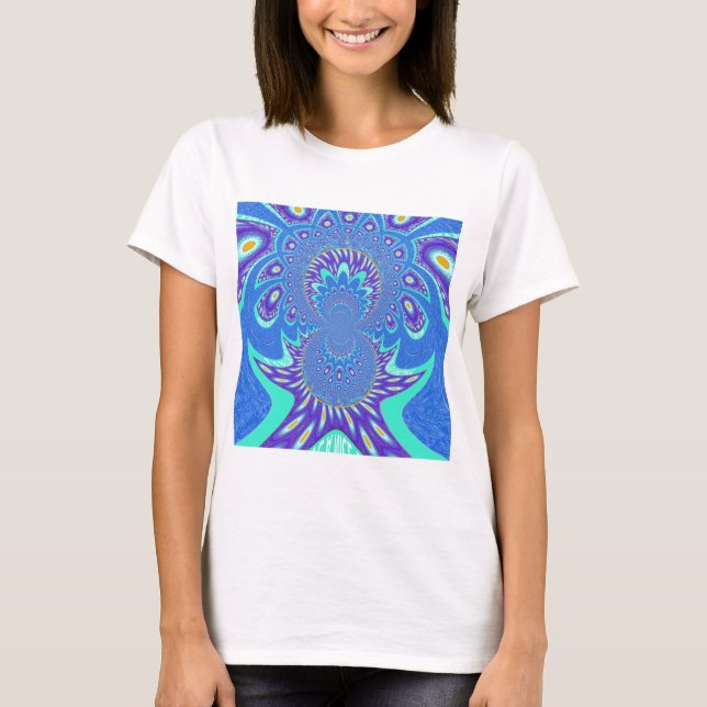 Camiseta Hermoso diseño de arte vectorial kaleidoscopio azu (Anverso)