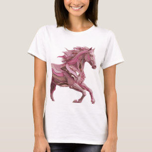 Camiseta Hermoso diseño de CABALLO ROSA de plata