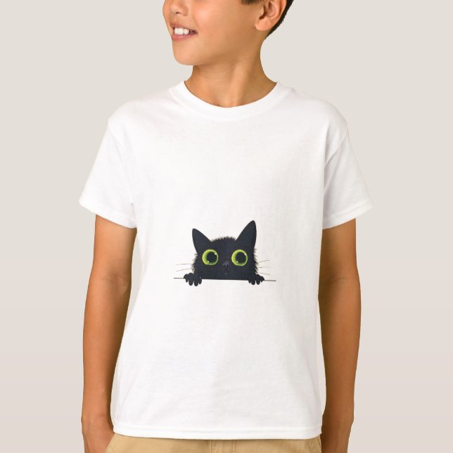 Camiseta Hermoso diseño de gato negro (Anverso)