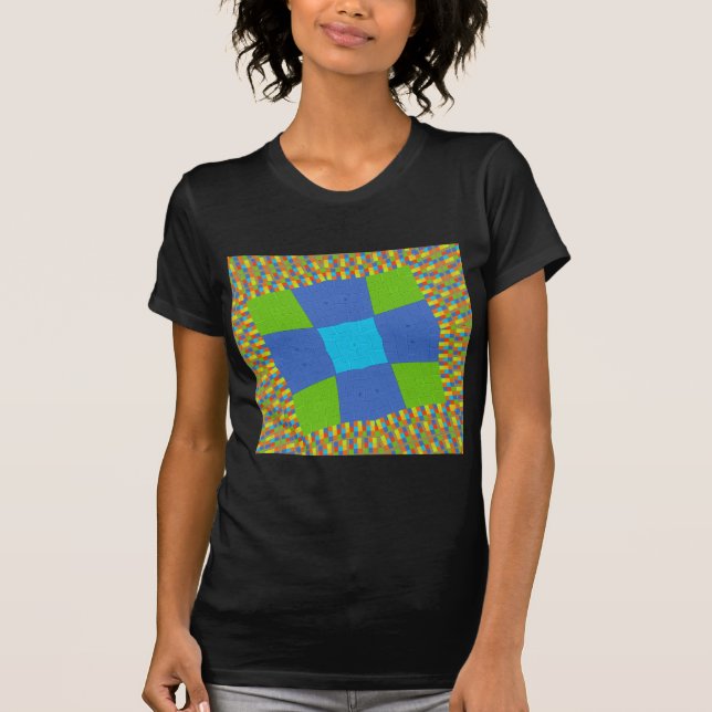 Camiseta Hermoso diseño de impresión de arte azul verde azu (Anverso)