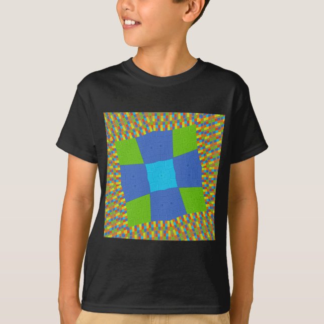 Camiseta Hermoso diseño de impresión de arte azul verde azu (Anverso)