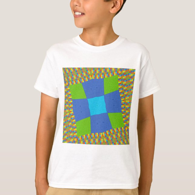 Camiseta Hermoso diseño de impresión de arte azul verde azu (Anverso)