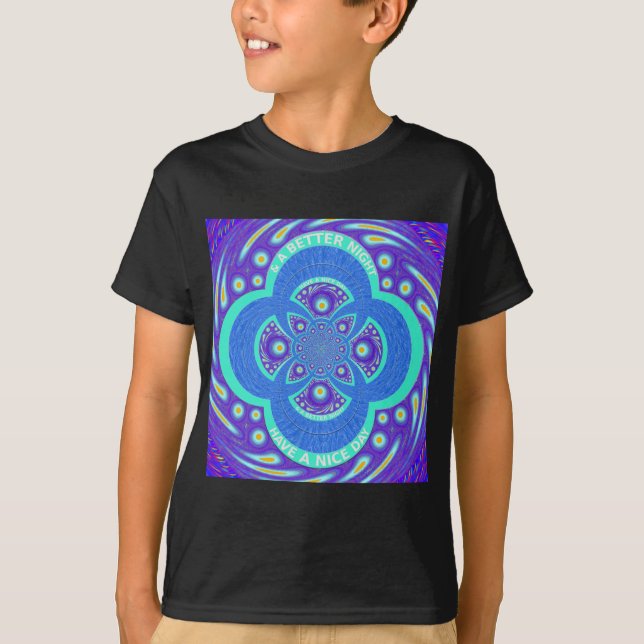 Camiseta Hermoso diseño de la flora de Mandala azul african (Anverso)