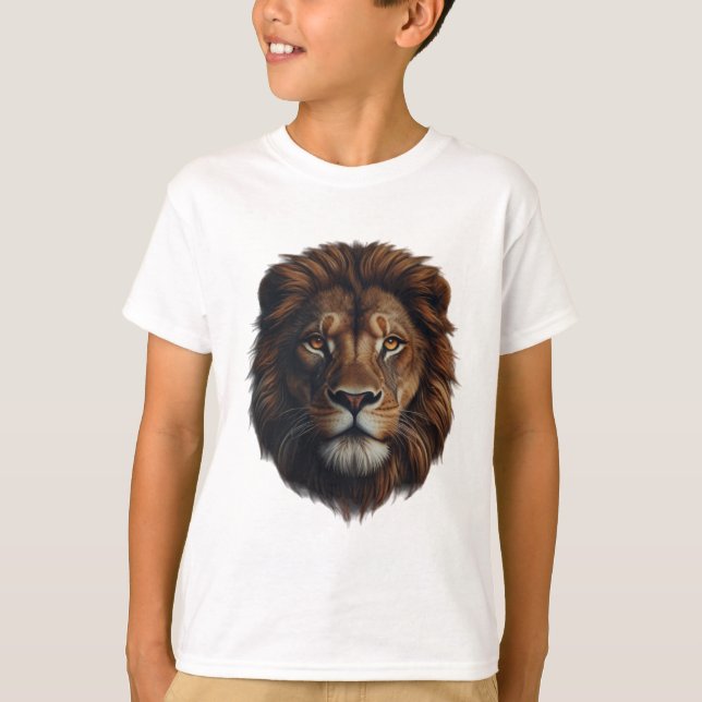 Camiseta Hermoso diseño de león de la jungla con niños de c (Anverso)